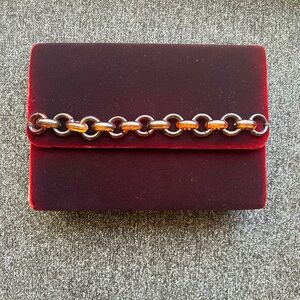 Vintage La Regale oxblood velvet clutch w/tortoise shell chain detail